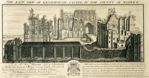 Het Oostelijke Uitzicht op Kenilworth Castle in het Graafschap Warwick