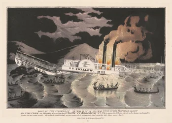 Verlies van de stoomboot Swallow, tijdens haar reis van Albany naar New York, 1845