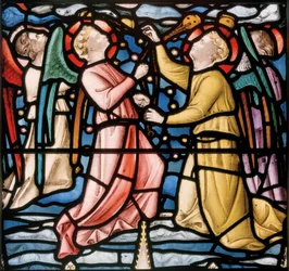 Drie wierook zwaaiende engelen (detail)
