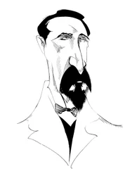 Alexander Borodin, Russische componist, zwart-wit karikatuur, 2010 door Neale Osborne