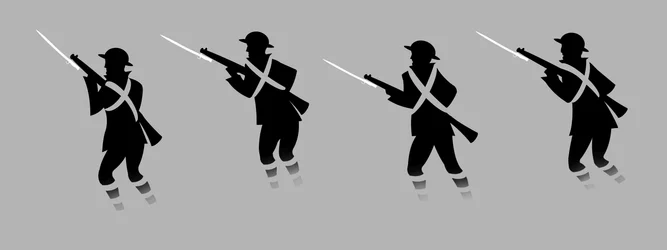 Eerste Wereldoorlog Soldaten met Bajonetten - Uit Loopgraven Komend