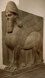 Gevleugelde leeuw met mensenhoofd, lamassu, ca. 883-859 v.Chr.