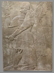 Reliëfpaneel, Neo-Assyrisch, ca. 883-859 v.Chr. (gipsalbast)
