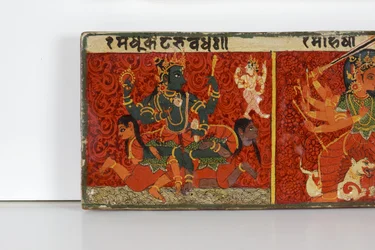 Detail van een Devimahatmya-manuscriptomslag