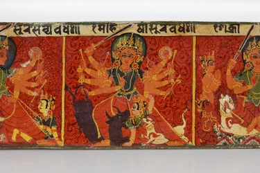 Detail van een Devimahatmya-manuscriptomslag