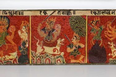 Detail van een Devimahatmya-manuscriptomslag