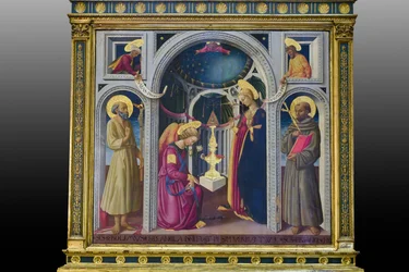 Annunciatie tussen Heiligen Franciscus en Hiëronymus