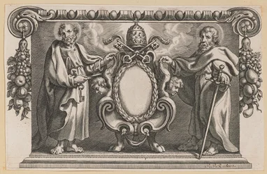 Vignet voor een boek gewijd aan paus Urbanus VII