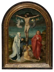 Calvarie: Christus aan het kruis tussen de Heilige Maagd en Sint Jan