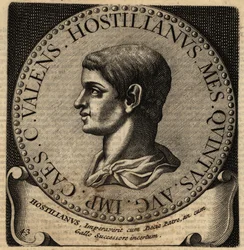 Portret van Romeinse keizer Hostilian