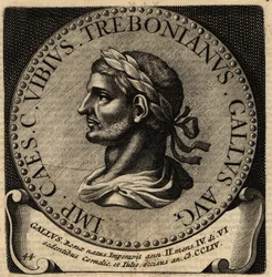 Portret van Romeinse keizer Trebonianus Gallus