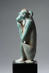 Amulet van een aap, 18e-19e Dynastie, 1540-1186 v.Chr. (faience)