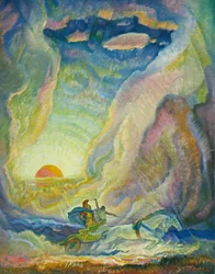Telemachus in de wagen van Nestor