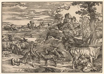 Landschap met een Melkmeid
