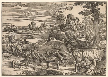 Landschap met een melkmeid