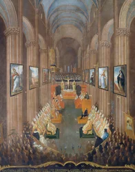 Openingszitting van het Concilie van Trente in 1545, detail