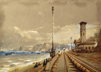 Atmosferische spoorweg bij Dawlish, ca. 1850