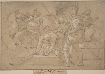 Historische scène compositiestudie voor Chapelle de Guise, 16e eeuw