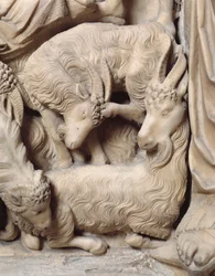 De geboorte van Christus, detail van de marmeren preekstoel