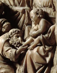 De reis en aanbidding van de wijzen, detail van de Preekstoel