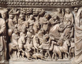 De reis en aanbidding van de wijzen (detail)