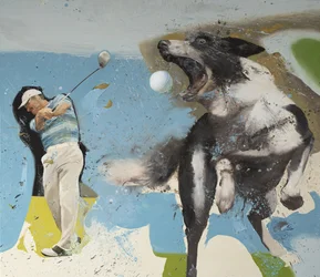 Golfer met hond