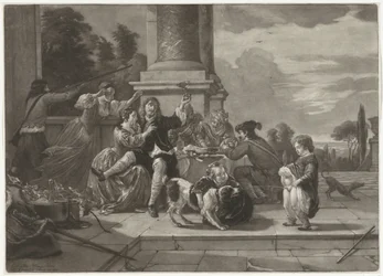 Vrolijk gezelschap op een terras