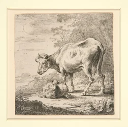 De Set van de Koeien, met de Melkmeid