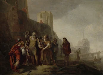 De Legaten van Alexander de Grote Bekleden de Tuinman Abdalonymus met de Insignia van het Koningschap van Sidon