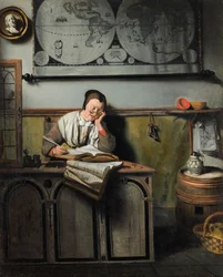 Dutch: Slapende vrouw met boekhouding The Account Keeper