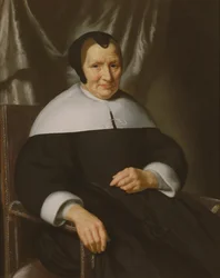 Portret van een dame zittend in een leunstoel