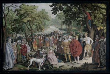 De prediking van Johannes de Doper aan de oevers van de Jordaan