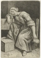 Jonge vrouw met kruik in de hand