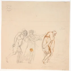 Davus Mysis en Chremes. Studie voor het schilderij Chremes luistert naar (dienstmeisje) Mysis
