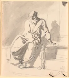 Zittende antieke manfiguur, waarschijnlijk Anacreon