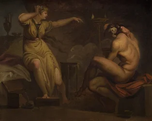 Fotis ziet haar geliefde Lucius veranderen in een ezel. Motief uit Apeleius