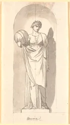 Urania als standbeeld in een nis