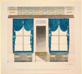 De raamwand in "het blauwe kabinet"