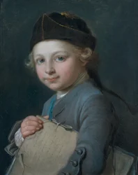 Portret van een jonge jongen met een portfolio