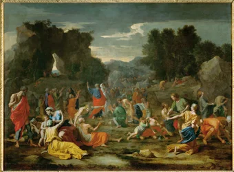 Les Israelites recuillant la manne dans le desert - de Israëlieten verzamelen manna in de woestijn ...