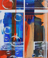 Abstracte blauw-oranje bubbels