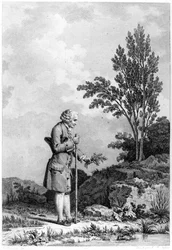 Jean-Jacques Rousseau (1712-78) Kruiden Verzamelend in Ermenonville, juni 1778, gegraveerd door Louis Michel Halbou