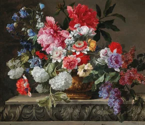 Stilleven van rozen, tulpen, anemonen en seringen, tweede helft van de 17e eeuw