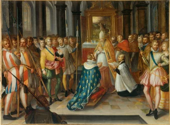 De abjuratie van Hendrik IV koning van Frankrijk in Saint Denis op 25 juli