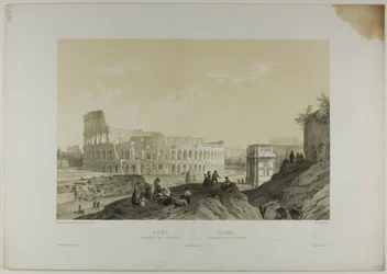 Rome: Het Colosseum en de Boog van Constantijn, plaat 38 uit Italie Monumentale et Pittoresque