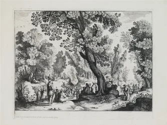 Een Bosrijk Landschap met de Preek van St. Johannes de Doper
