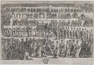 De Processie van de Kist van St. Genevieve, met Geestelijken en Leken in Zes Rijen