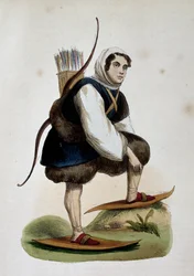 Samojeed, inwoner van Siberië, gekleurde gravure
