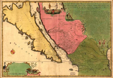 La Californie ou Nouvelle Caroline - theater van de werken, Apostolische werken van de Compa. e Jesus in America Septe. LOC 98687119
