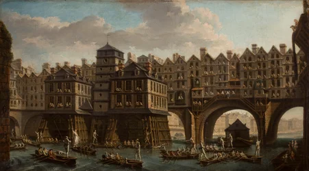 Zeelieden die steekspelen, tussen de Pont Notre Dame en de Pont-Au-Change, Parijs, 1756